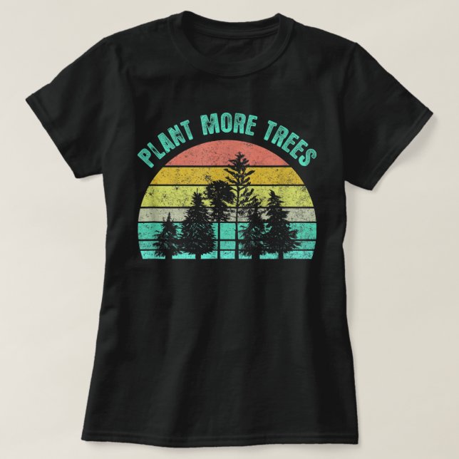 Camiseta Día del Árbol 2021 Plantar más árboles Retro Natur (Diseño del anverso)