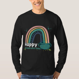 Camiseta Día del Arcoiris Arcoiris Lucky Shamrock y olla de