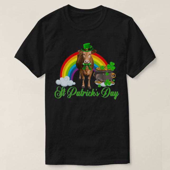 Camiseta Día del Arcoiris Sta Patrocinadores Vaca Shamrock (Diseño del anverso)