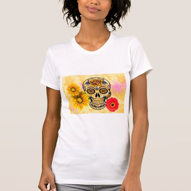 Camiseta Día del Calavera floral Muerta (Anverso)