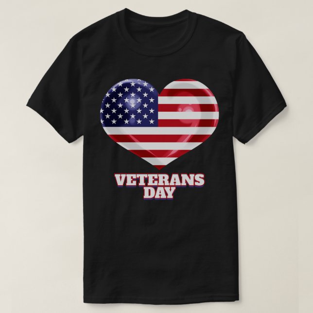Camiseta Día del Corazón de la Bandera Estadounidense para  (Diseño del anverso)
