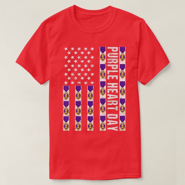 Camiseta Día del Corazón Púrpura Ejército Bandera Estadouni (Diseño del anverso)