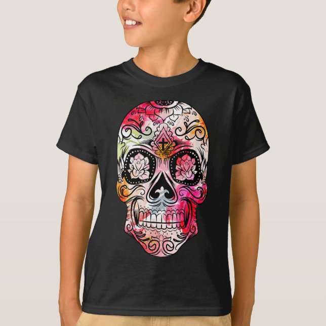Camiseta Día Del Cráneo De Azúcar De Flor Cruzada Del Vesti (Anverso)