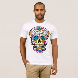 Camiseta día del cráneo de calaveras decoradas muertas