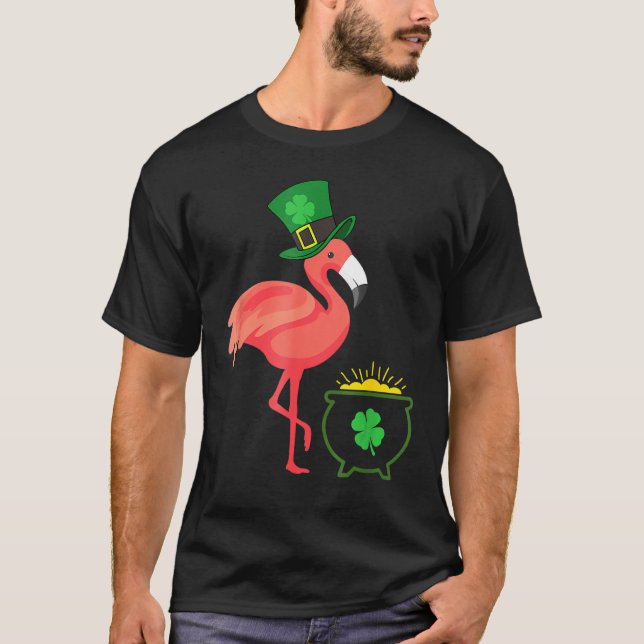 Camiseta Día del Funny Leprechaun Flamingo (Anverso)