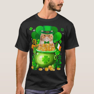 Camiseta Día del Gato Persa Oro Pot Shamrock St Patricks