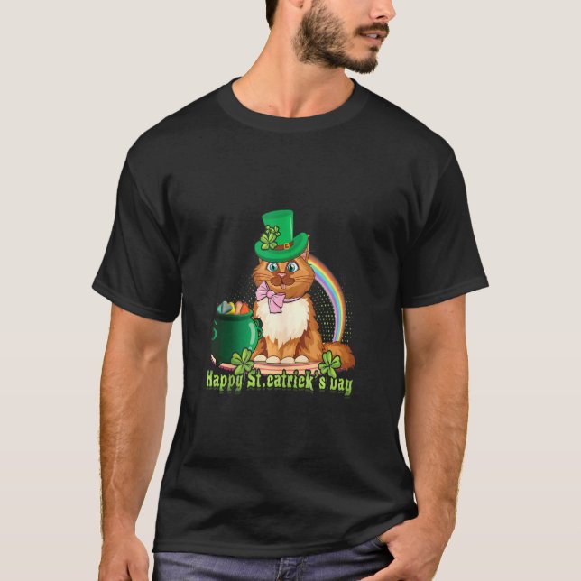 Camiseta Día del gato St. Catricks Día del Shamrock San Pat (Anverso)