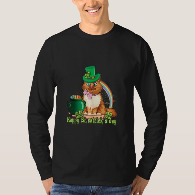 Camiseta Día del gato St. Catricks Día del Shamrock San Pat (Anverso)
