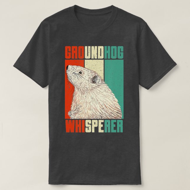 Camiseta Día del Groundhog Retro Whisperer Divertido Madera (Diseño del anverso)