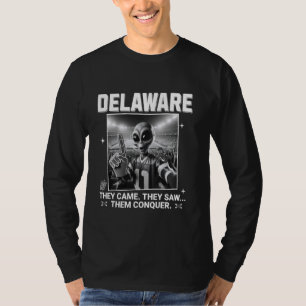 Camiseta Día del Juego Delaware Alien Funny Orgullo del Est