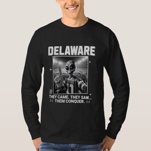 Camiseta Día del Juego Delaware Alien Funny Orgullo del Est (Anverso)