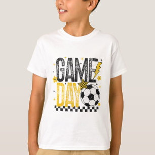 Camiseta Día del Juego Fútbol Retro Temporada Negro y Amari
