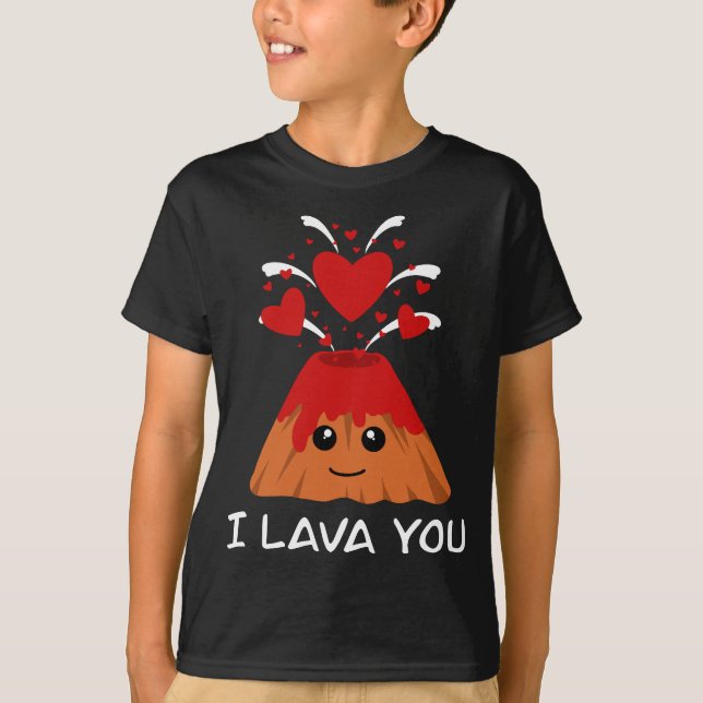Camiseta Día del Lava Cuadros Volcán Amor Pareja El día de  (Anverso)