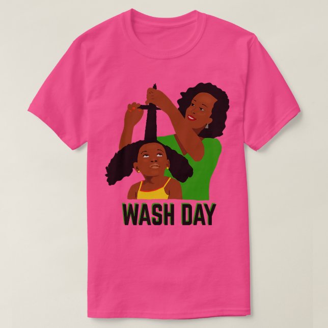 Camiseta Día del Lavado Mamá Negra Estilo Hija Cabello Natu (Diseño del anverso)