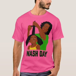 Camiseta Día del Lavado Mamá Negra Estilo Hija Cabello Natu
