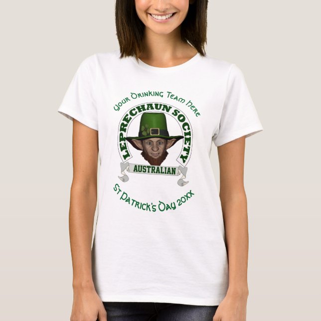 Camiseta Día del leprechaun personalizado australiano St Pa (Anverso)