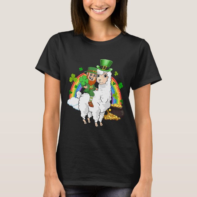 Camiseta Día del Leprechaun Ride Llama Alpaca Saint Patrick (Anverso)