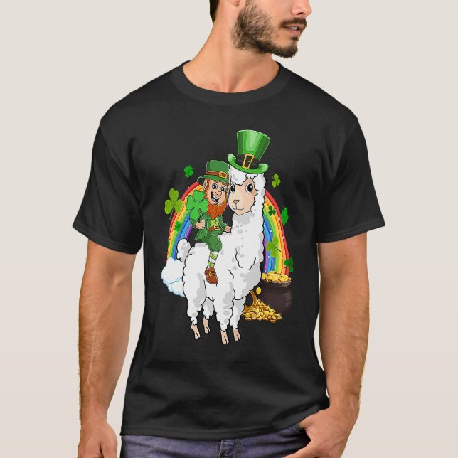 Camiseta Día del Leprechaun Ride Llama Alpaca Saint Patrick (Anverso)