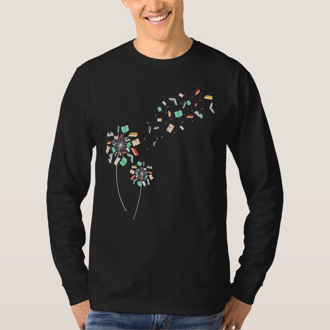 Camiseta Día del Libro de Flores Leyendo libro de Dandelion (Anverso)