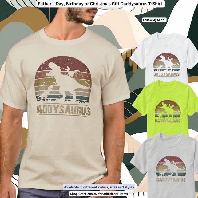 Camiseta Día del Padre, Daddysaurus de cumpleaños (Subido por el creador)