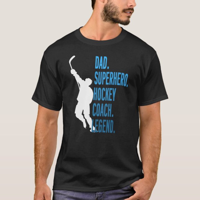 Camiseta Día del Padre: El entrenador de hockey y superhéro (Anverso)