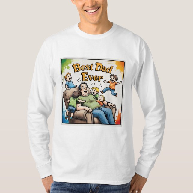 Camiseta Día del padre | Mejor Papá Que Nunca Con Manga Com (Anverso)