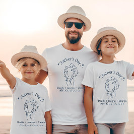 Camiseta Día del Padre, padre agarrando a dos hijos
