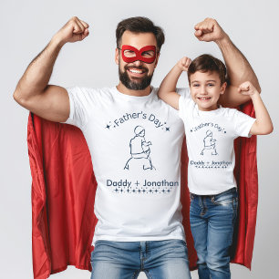 Camiseta Día del padre, padre cargando al hijo sobre los ho