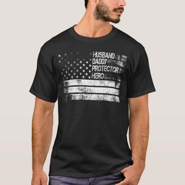 Camiseta Día del Padre para papá esposo héroe protector de  (Anverso)