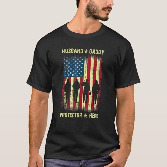 Camiseta Día del Padre para papá esposo héroe protector de  (Anverso)