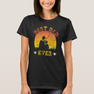Camiseta Día del Padre Retro Mejor Papá Con Carrete de Pesc