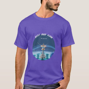 Camiseta Día del Padre Rey de Ajedrez Metálico Diamante Azu