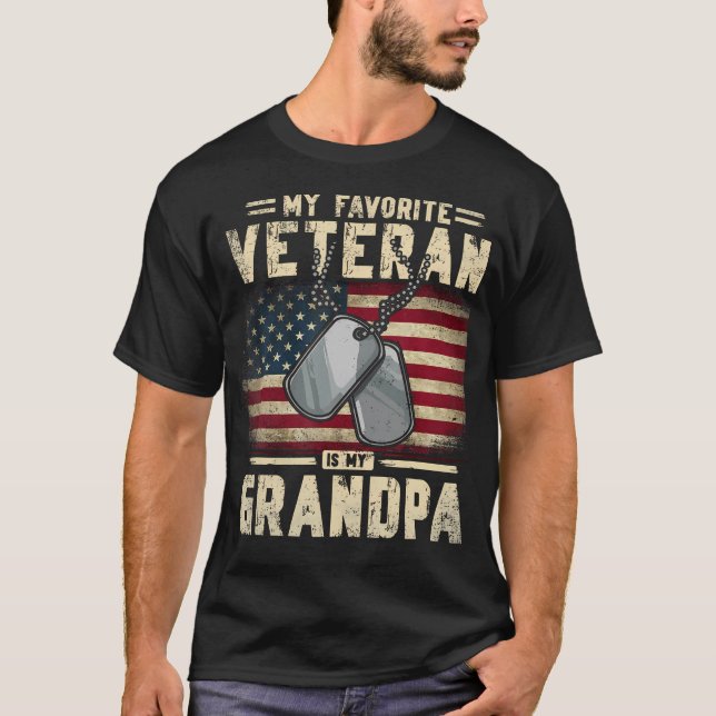 Camiseta Día Del Padre Veterano Mi Veterano Favorito Es Mi (Anverso)