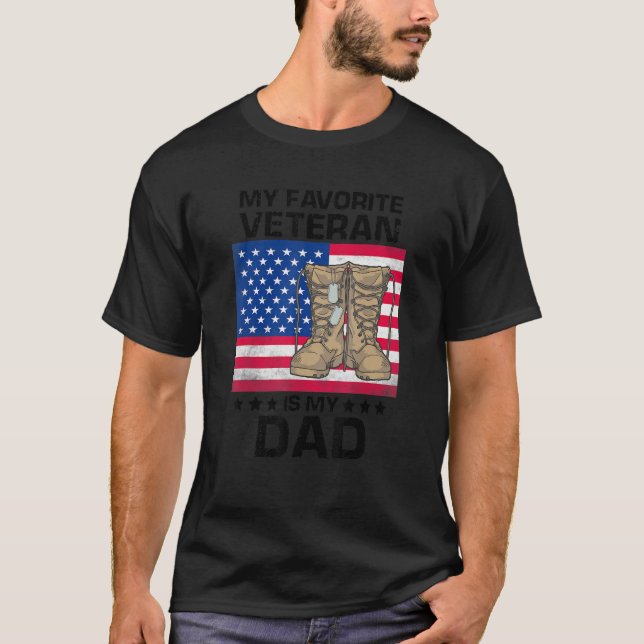 Camiseta Día del Padre Veteranos Mi Veterano Favorito Es Mi (Anverso)
