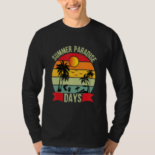 Camiseta Día del Paraíso Veraniego Retro del Arcoiris para