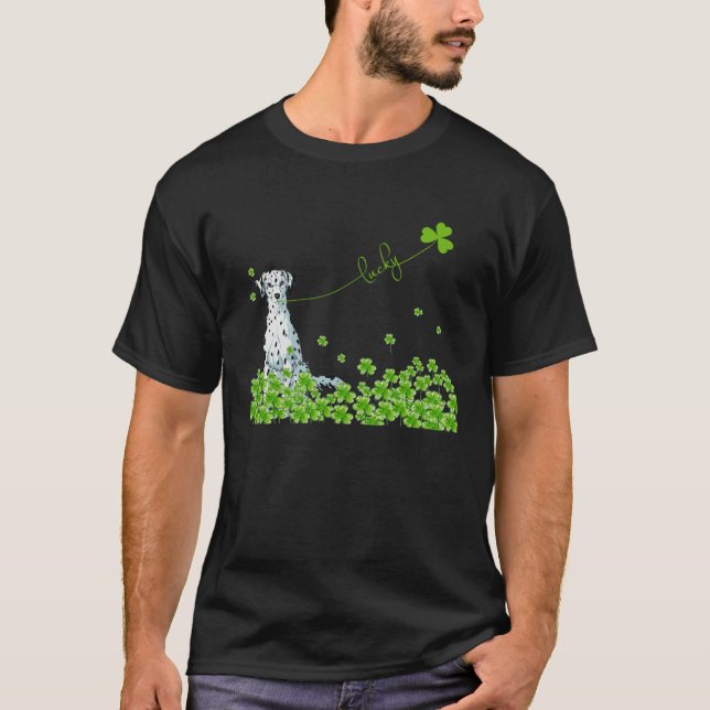 Camiseta Día del perro dálmata afortunado Shamrock St Patri (Anverso)