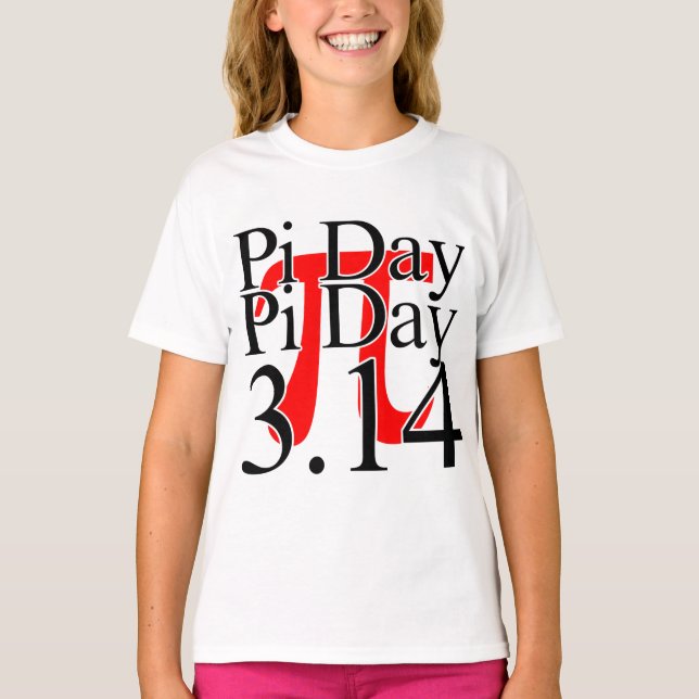 Camiseta Día del Pi 3.14 Negro y Rojo (Anverso)