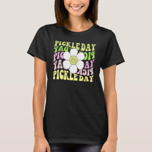 Camiseta Día del Pollo Retro Felices Flores Groovy Comida