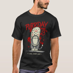 Camiseta Día del Ronroneo 13 Máscara de Hockey de Gato Dive