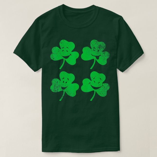 Camiseta Día del Santo Patrón Cuatro hojas Shamrock Lucky (Diseño del anverso)