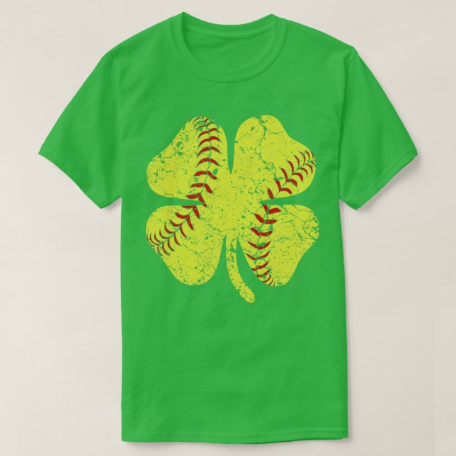 Camiseta Día del Softball St Patricks Para Niños Chicas Hom (Diseño del anverso)