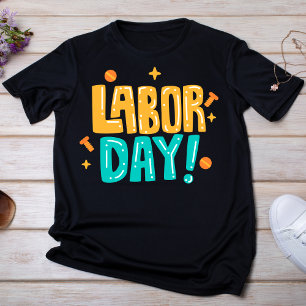 Camiseta Día del trabajo amarillo y Verde azulado