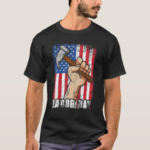 Camiseta Día del Trabajo Bandera de Estados Unidos Martillo