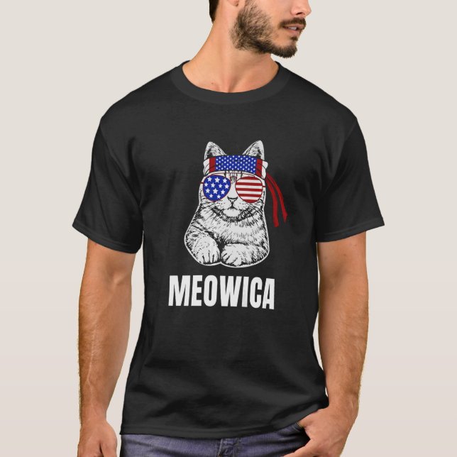 Camiseta Día del Trabajo del Gato Meowica Merica Hombres Ba (Anverso)