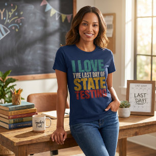 Camiseta Día Divertido de Exámenes Estatales Gráficos en Ne