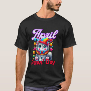 Camiseta Día divertido de garras de abril Gato divertido br