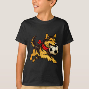 Camiseta Día divertido de juego de fútbol de perro pastor a