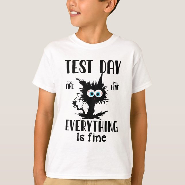 Camiseta Día divertido enfatiza al gato profesor negro estu (Anverso)