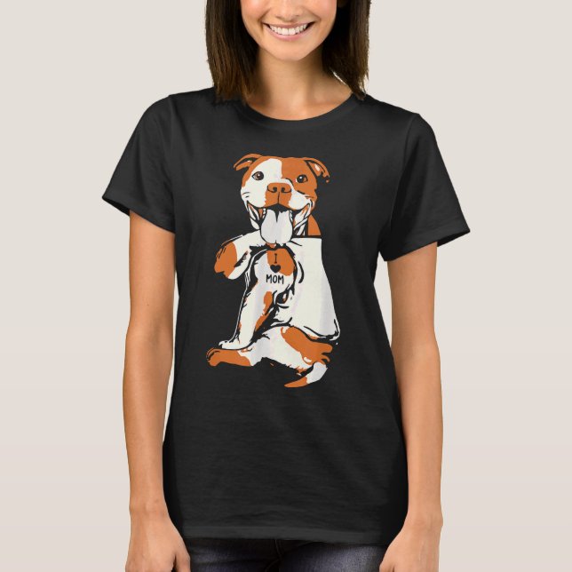 Camiseta Día divertido perro Pitbull amo a mamá (Anverso)