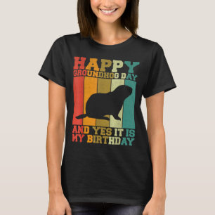 Camiseta Día divertido y feliz de la marmota Sí es mi cumpl
